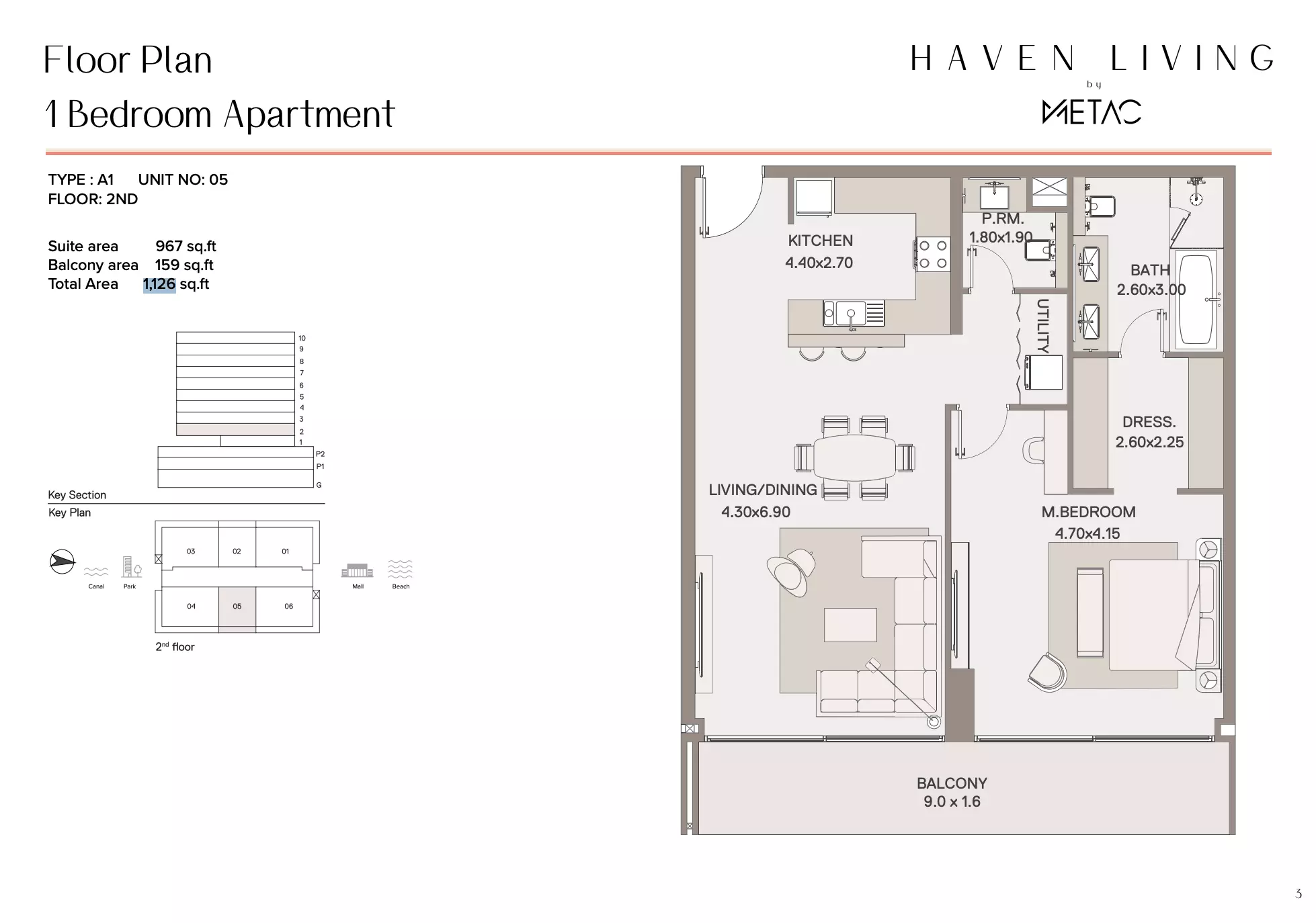 Haven Living 1 BR floor plan