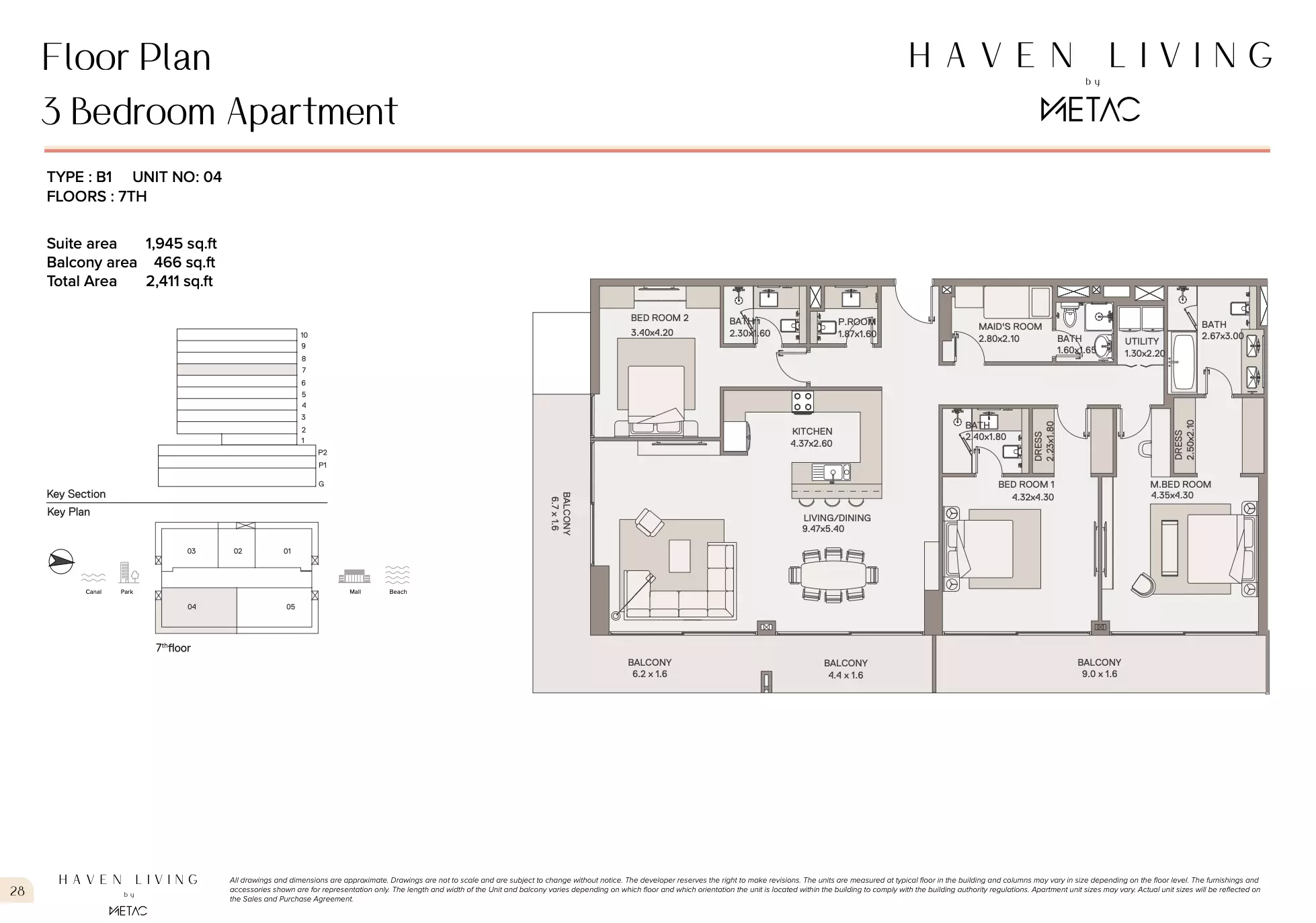Haven Living 3 BR floor plan