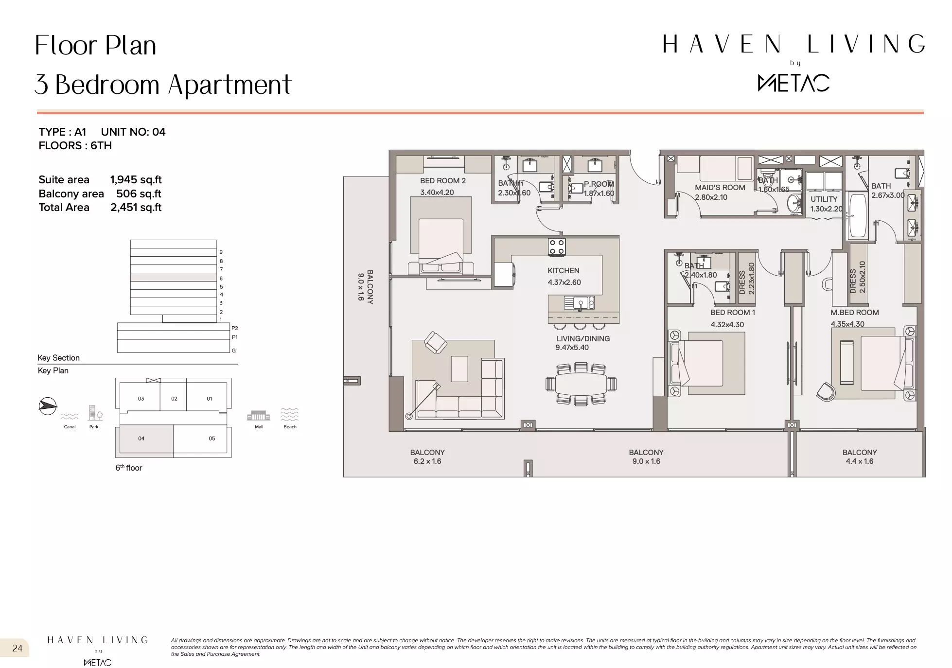 Haven Living 3 BR floor plan