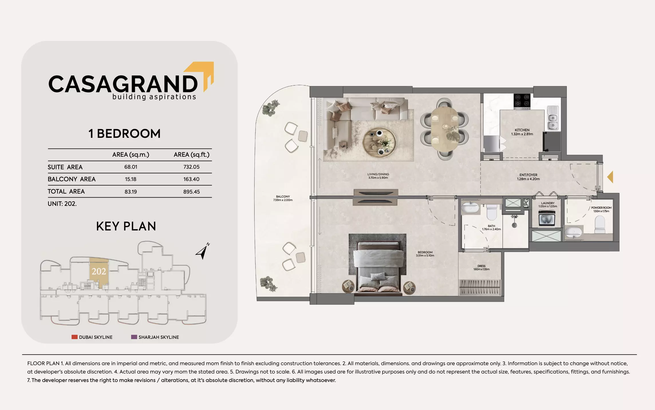 Hermina 1 BR floor plan