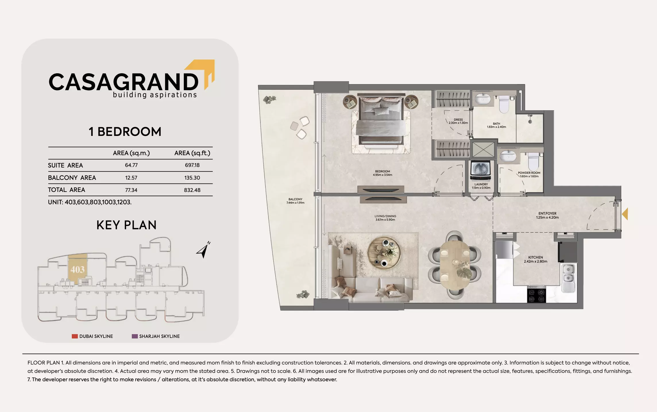 Hermina 1 BR floor plan