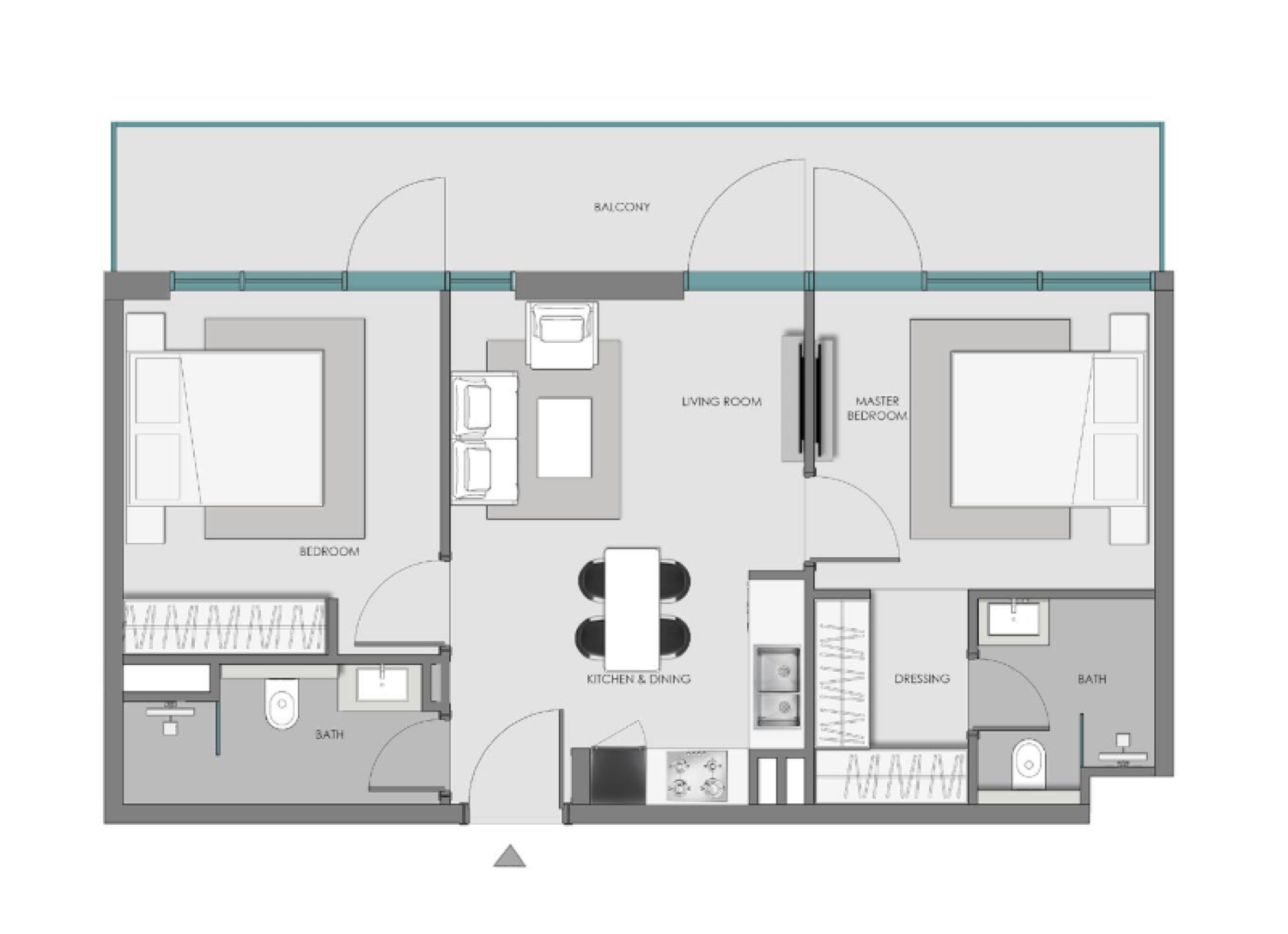 Hills South 3 2 Bedroom Type 1 floor plan