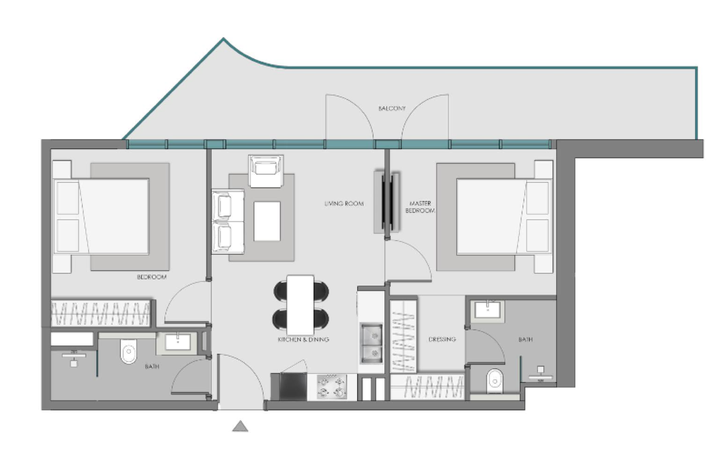 Hills South 3 2 Bedroom Type 2 floor plan