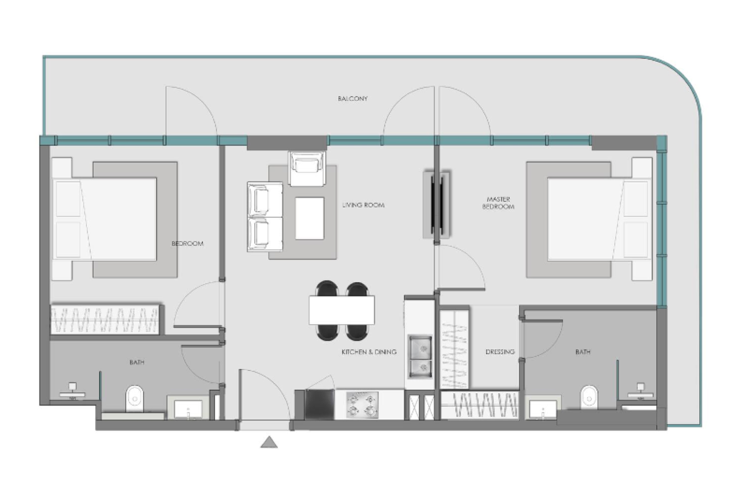 Hills South 3 2 Bedroom Type 3 floor plan