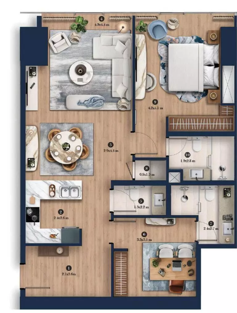 Hilton Residences 1 BR floor plan