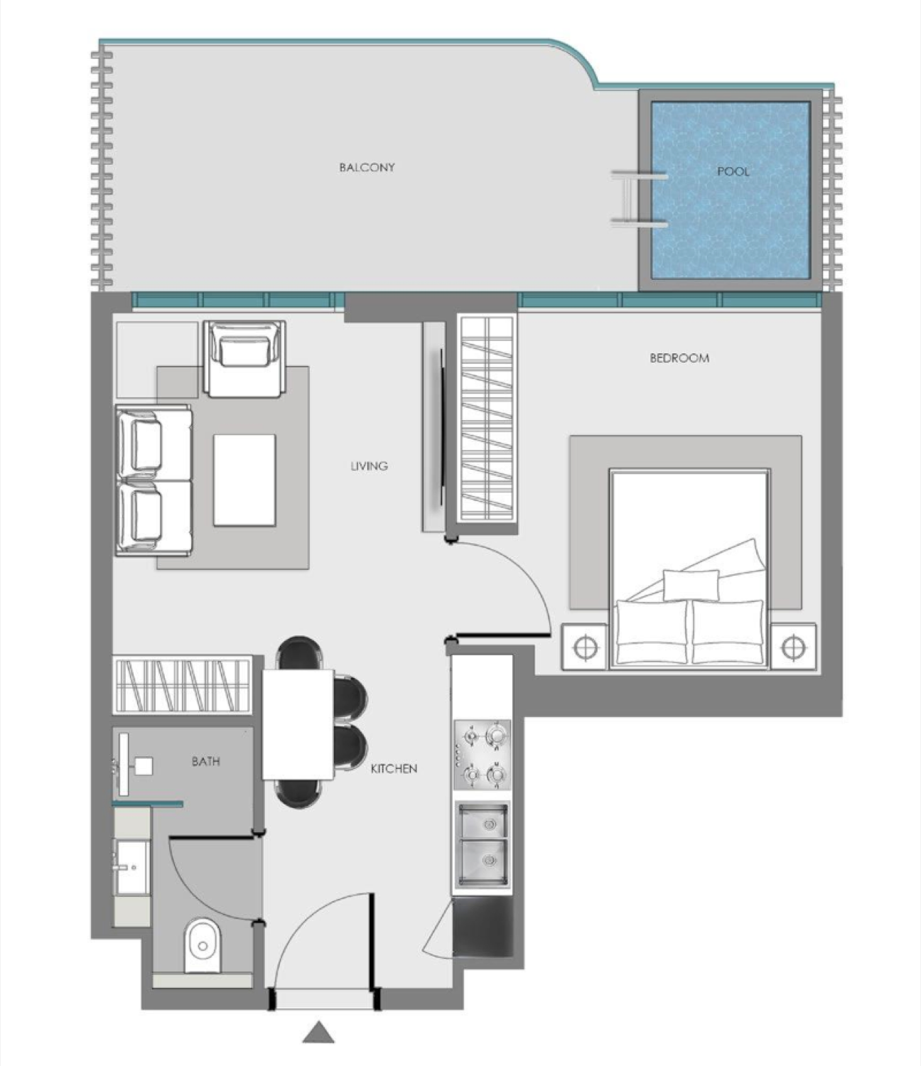 Imperial Garden 1 Bedroom + Pool Type 2 floor plan