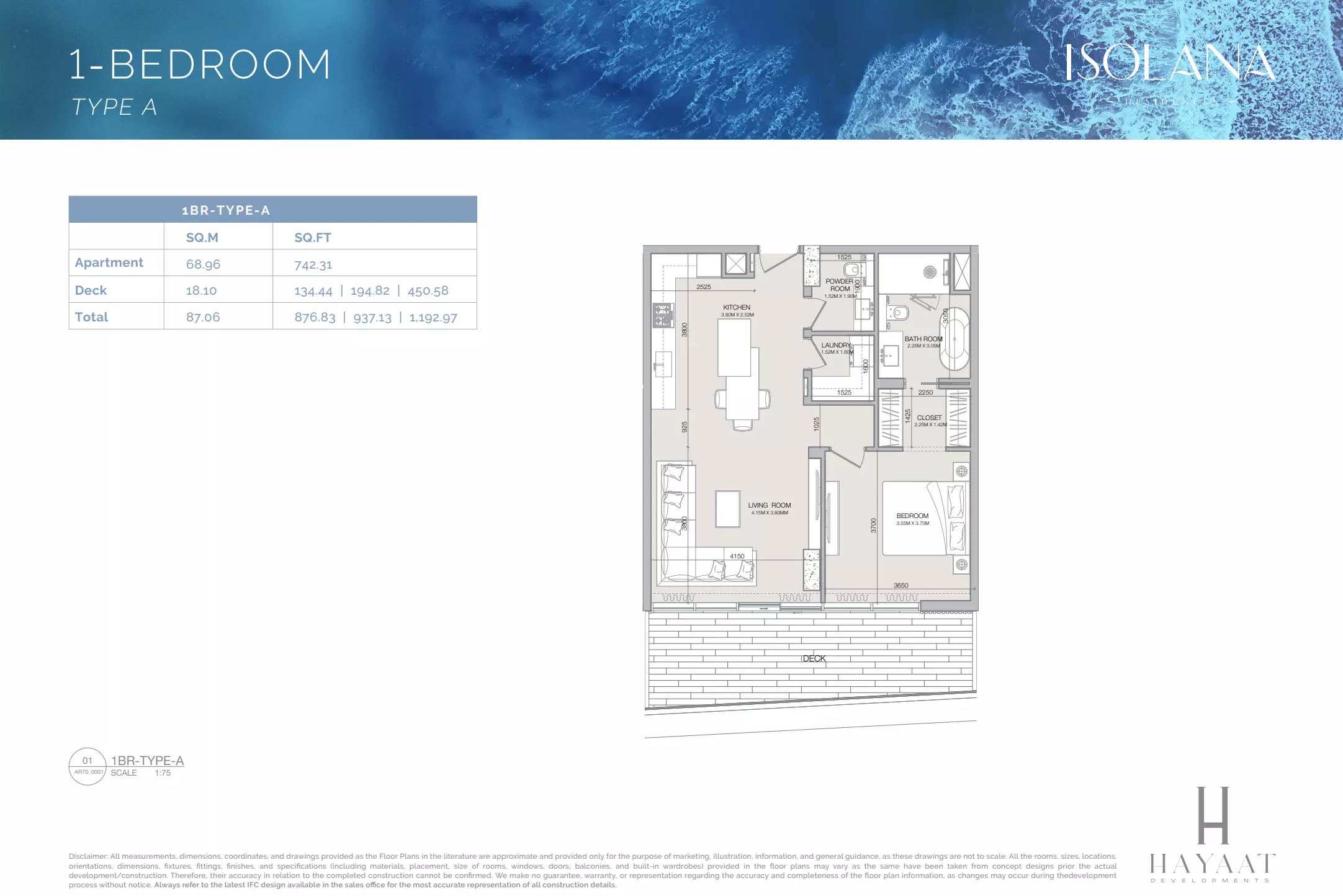 Isolana Residences 1 BR floor plan