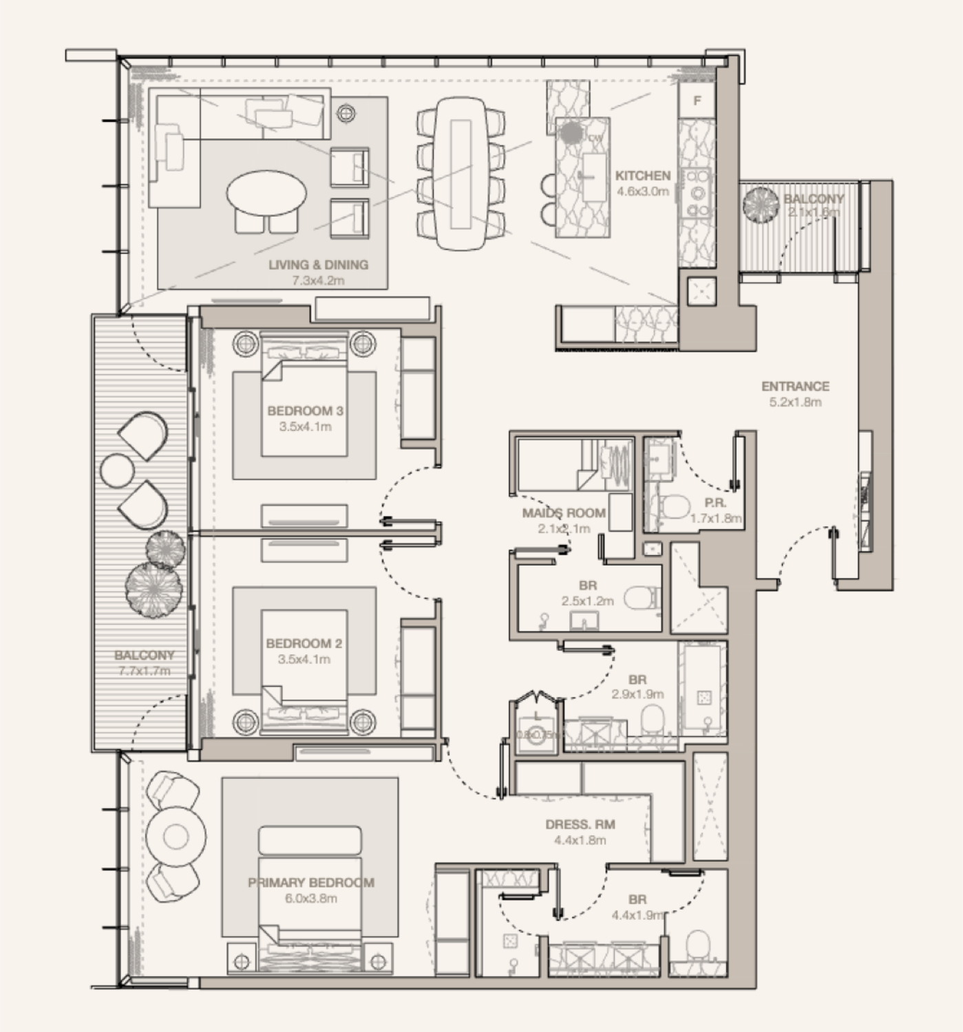 Jumeirah Residences Emirates Towers 3 Bedroom Type C1 floor plan