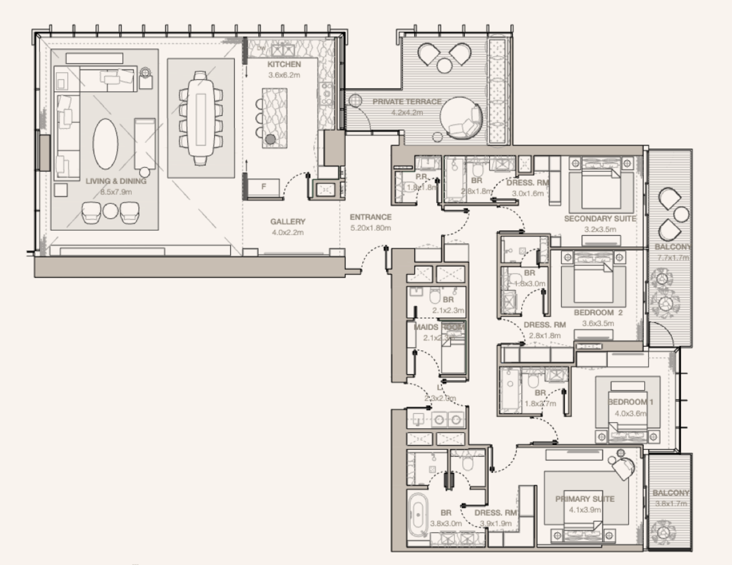 Jumeirah Residences Emirates Towers 4 Bedroom Type D2 floor plan