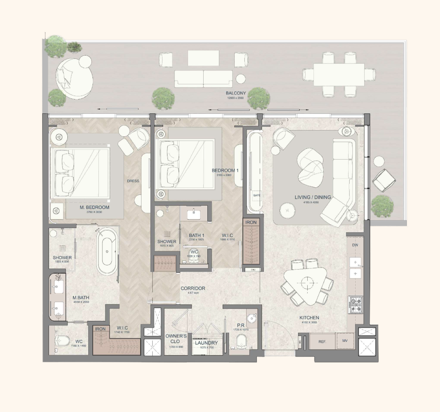 JW Marriott Residences 2 Bedroom Type A-2 floor plan