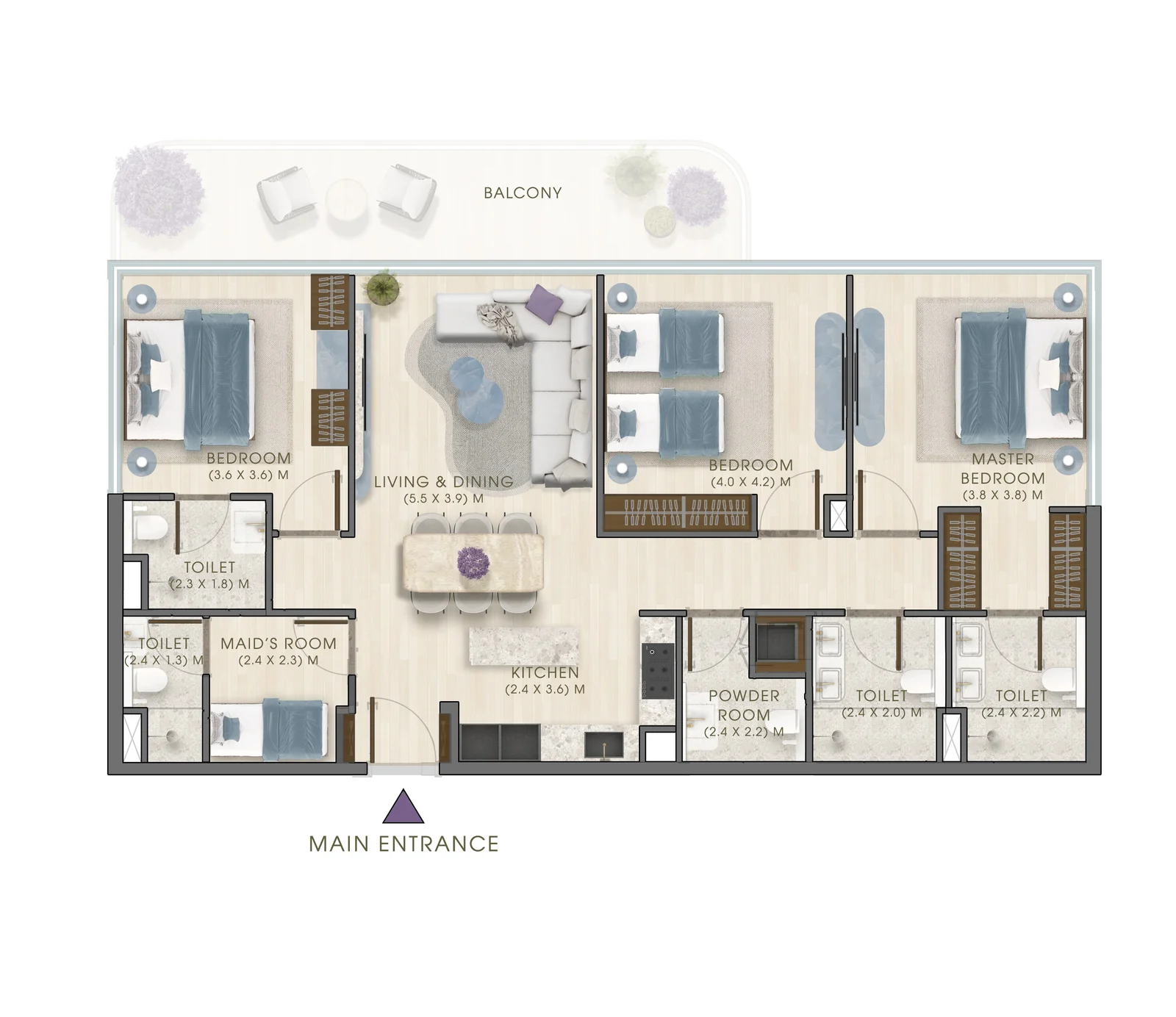 Kaia Residences 3 BR floor plan
