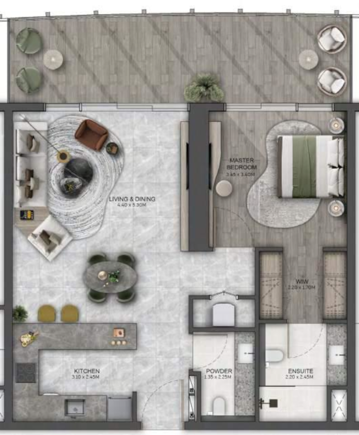 Kanyon 1 Bedroom Type 1 floor plan