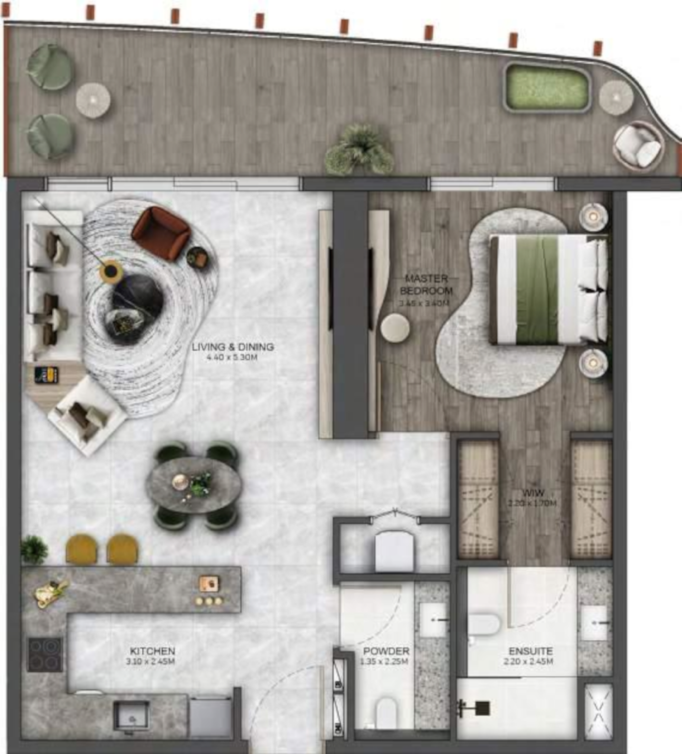 Kanyon 1 Bedroom Type 2 floor plan