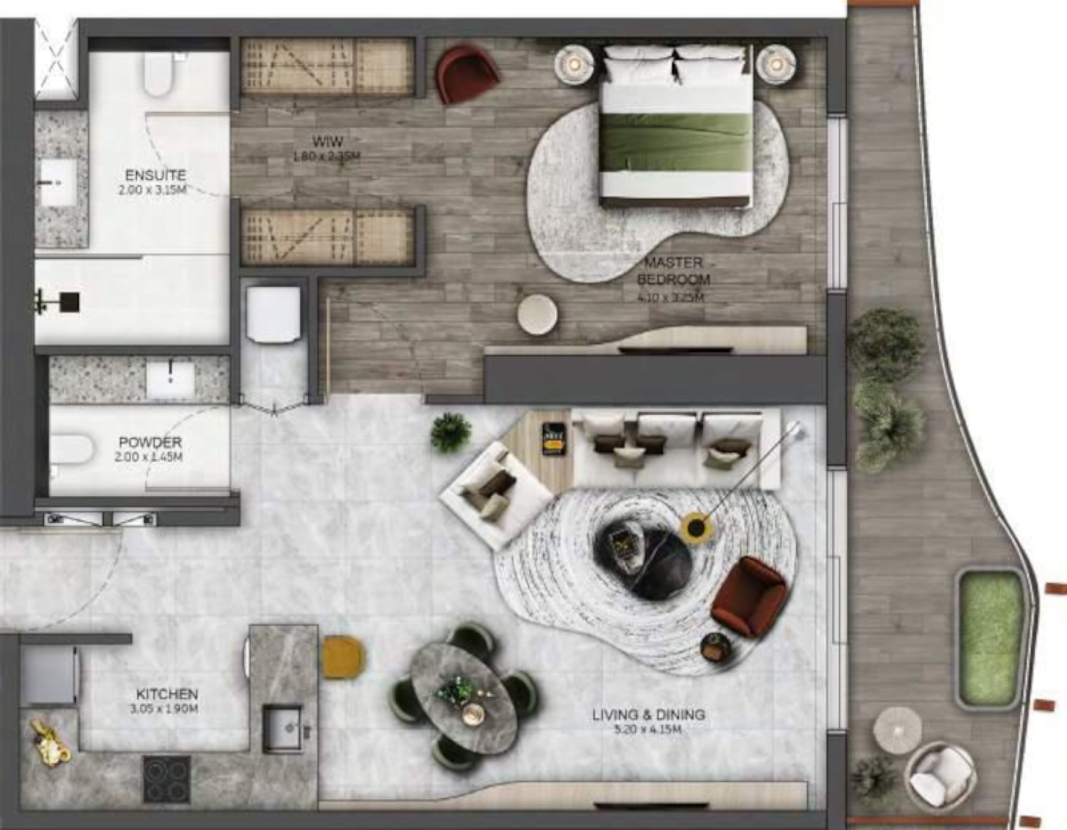 Kanyon 1 Bedroom Type 3 floor plan