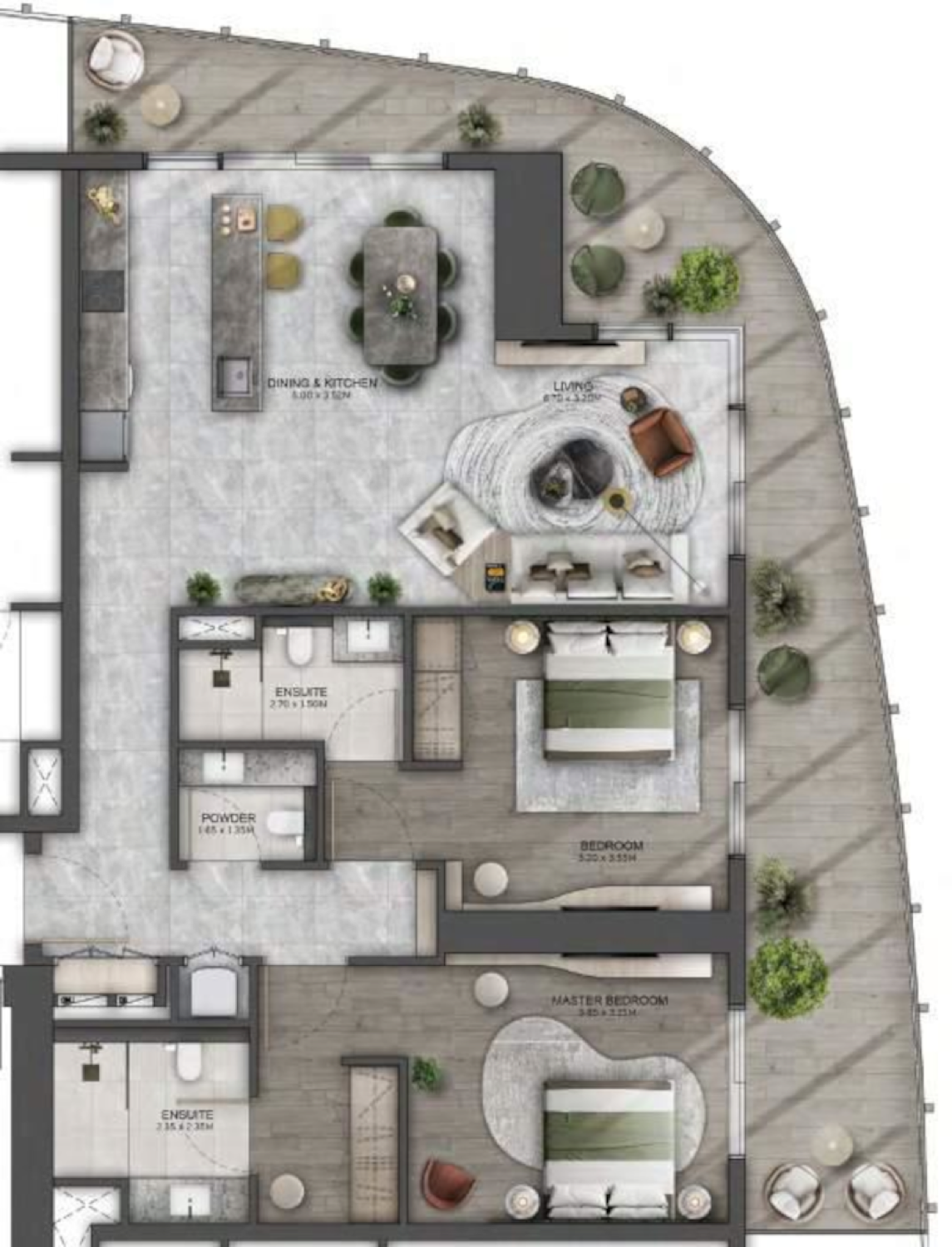 Kanyon 2 Bedroom Type 1 floor plan