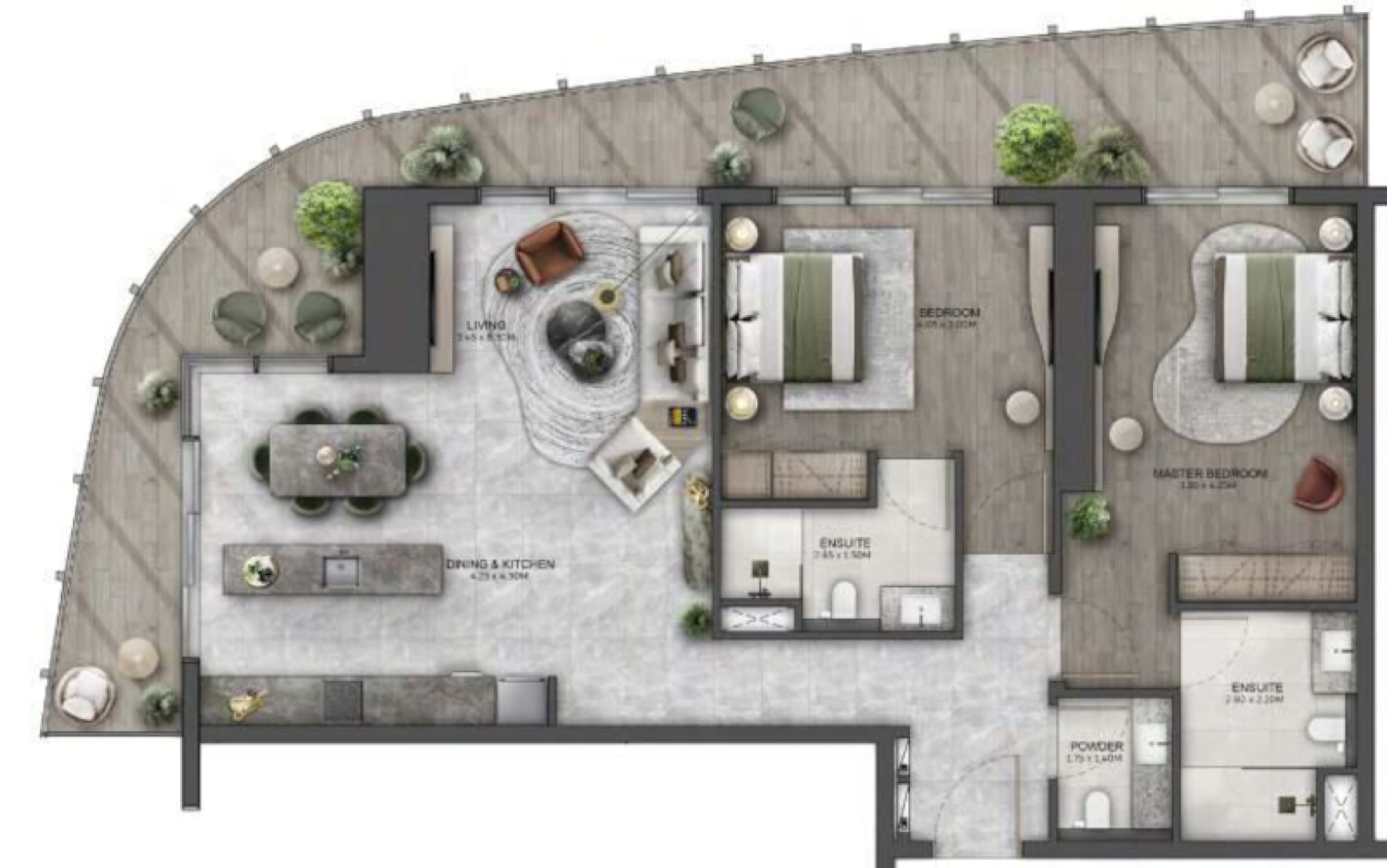 Kanyon 2 Bedroom Type 3 floor plan