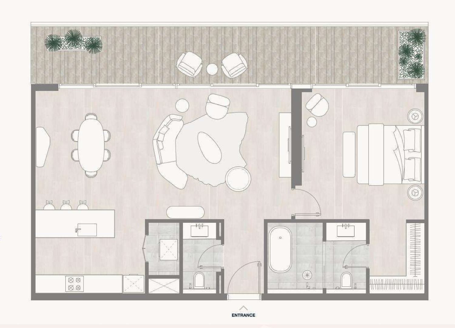 Kempinski Residences 1 BR floor plan