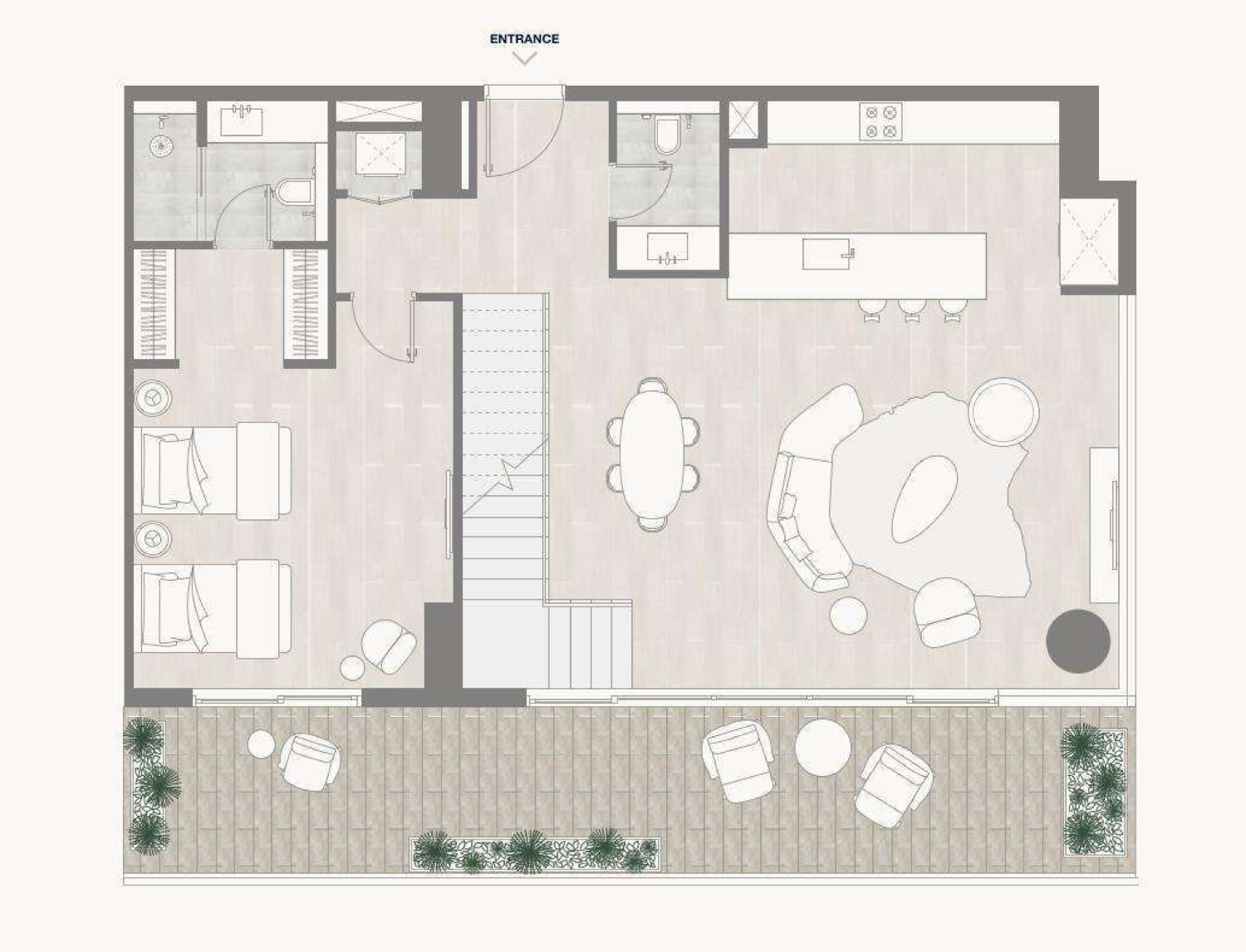 Kempinski Residences 2 BR Duplex floor plan