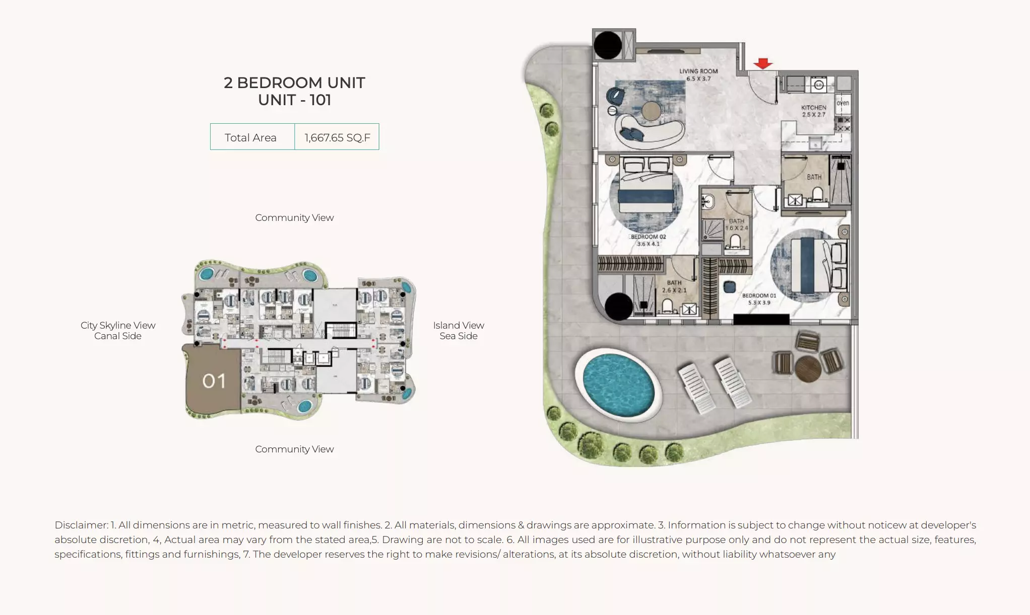 La Crystal 2 BR floor plan