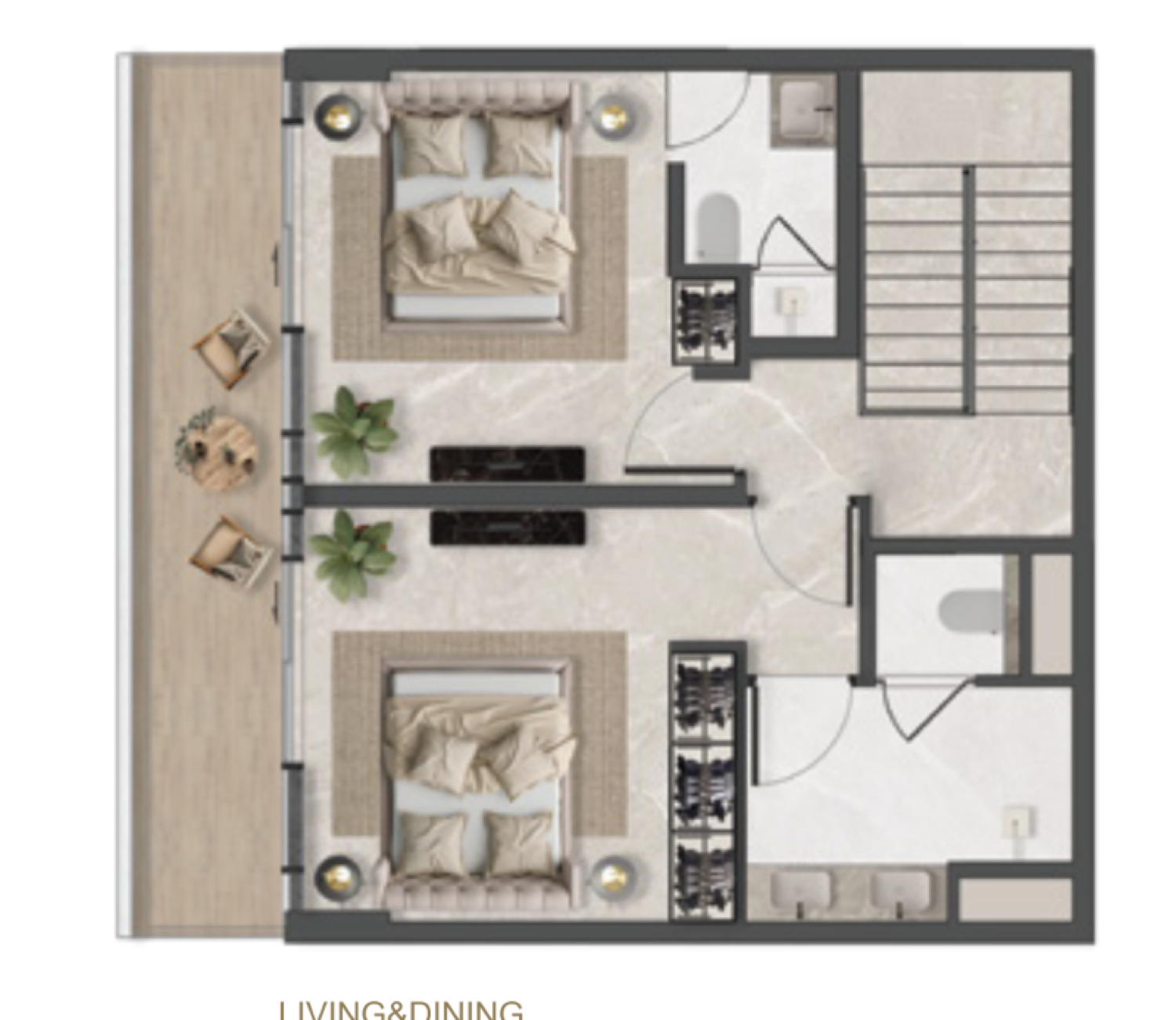 La Perla 2 Bedroom floor plan