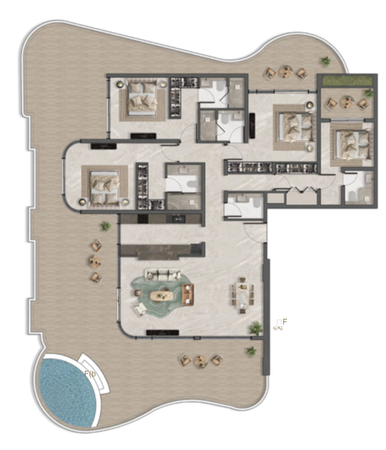 La Perla 3 Bedroom Type A floor plan