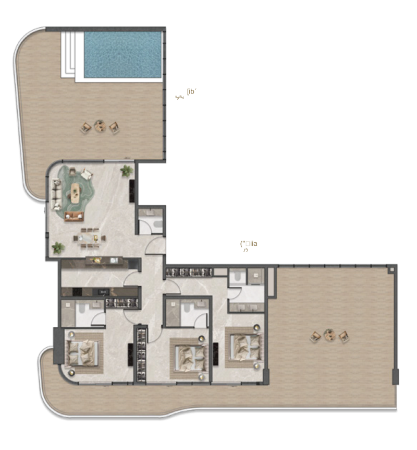 La Perla 3 Bedroom Type B floor plan
