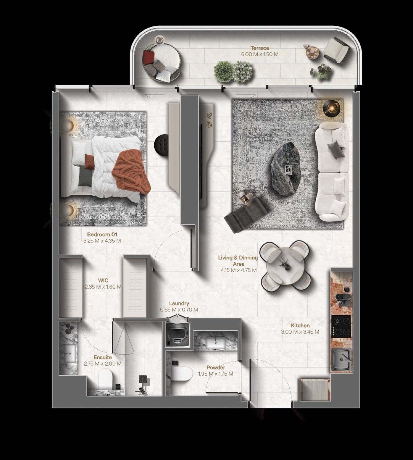 Le Chateau  1 BR floor plan