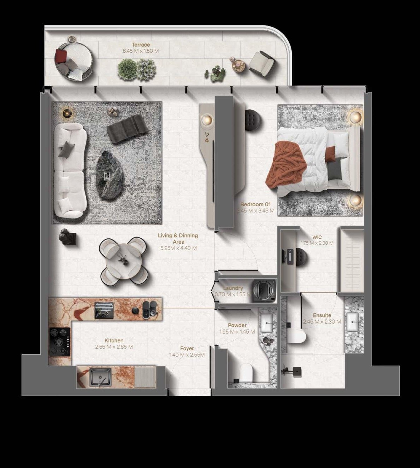 Le Chateau  1 BR floor plan
