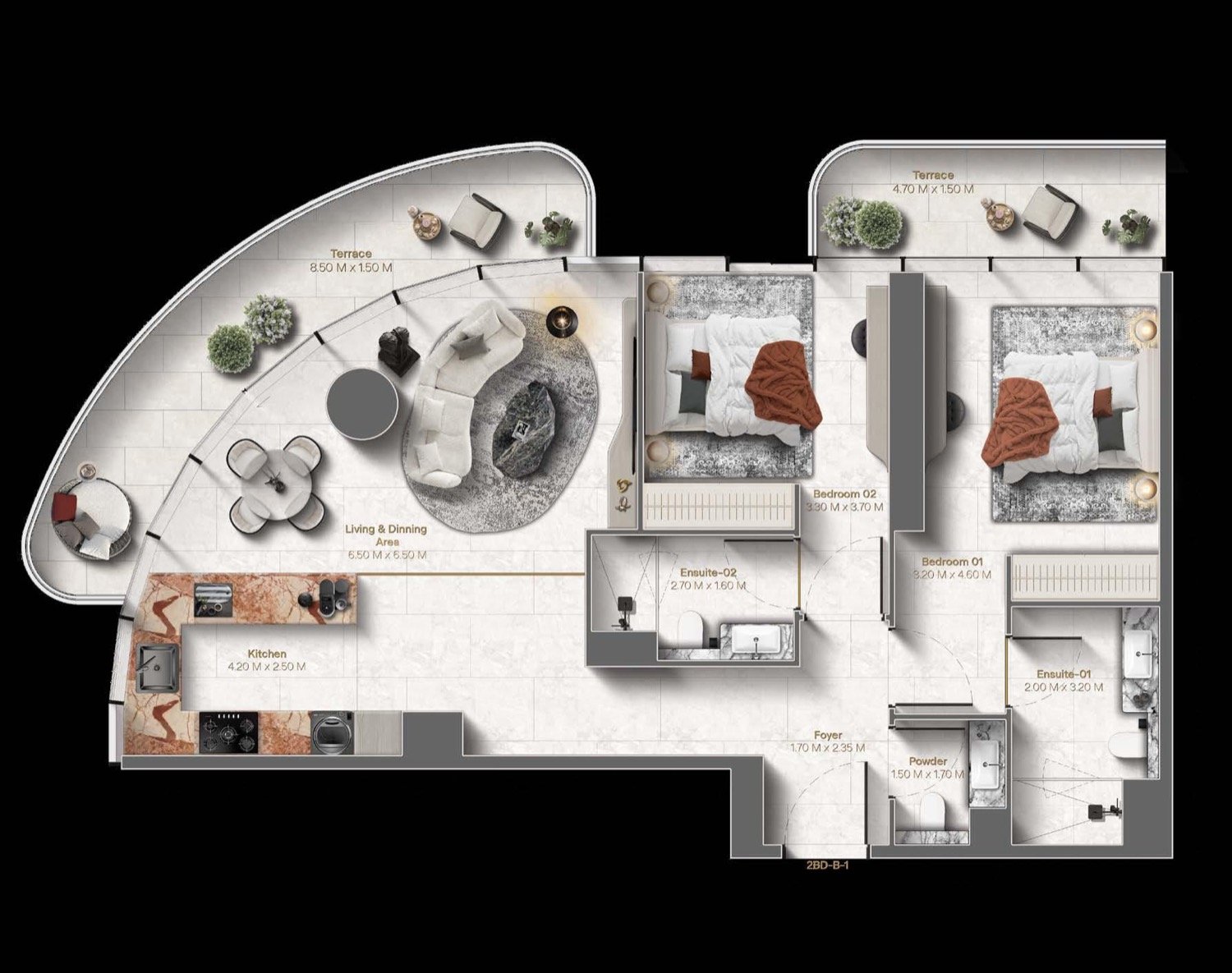 Le Chateau 2 BR floor plan
