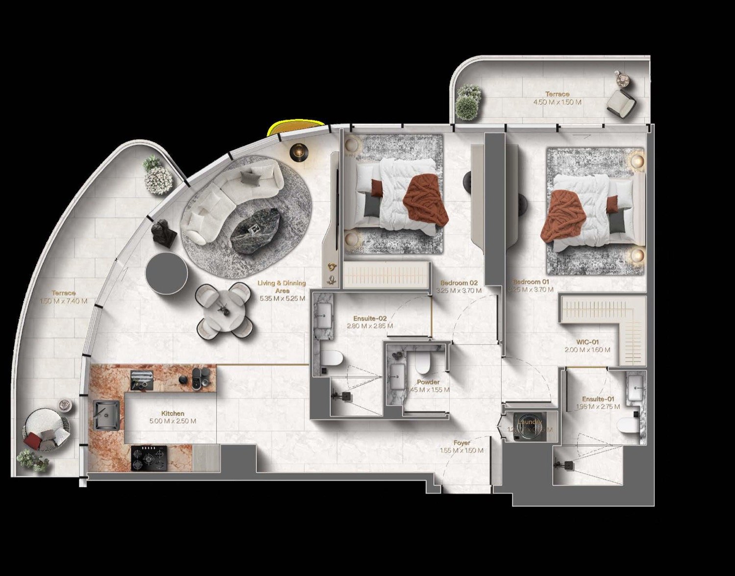 Le Chateau 2 BR floor plan