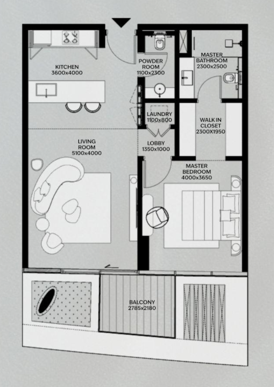 Lia 1 Bedroom Type 2 floor plan