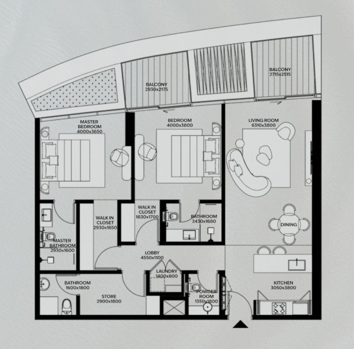 Lia 2 Bedroom Type 1 floor plan