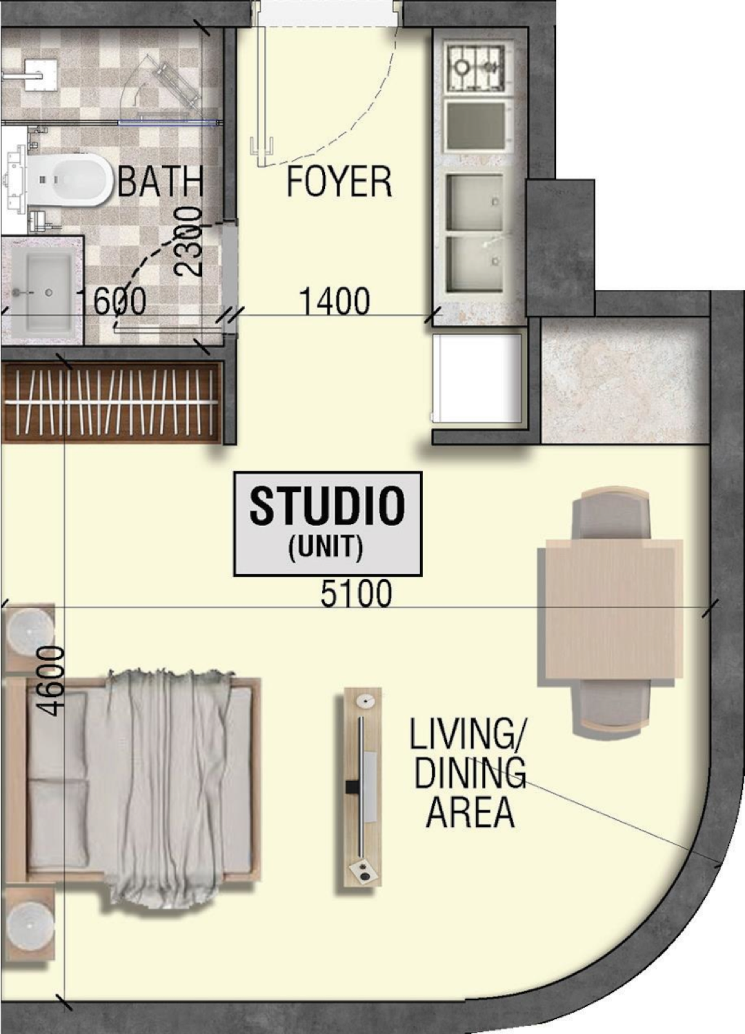 Lincoln Star III Residences Studio Type 1 floor plan