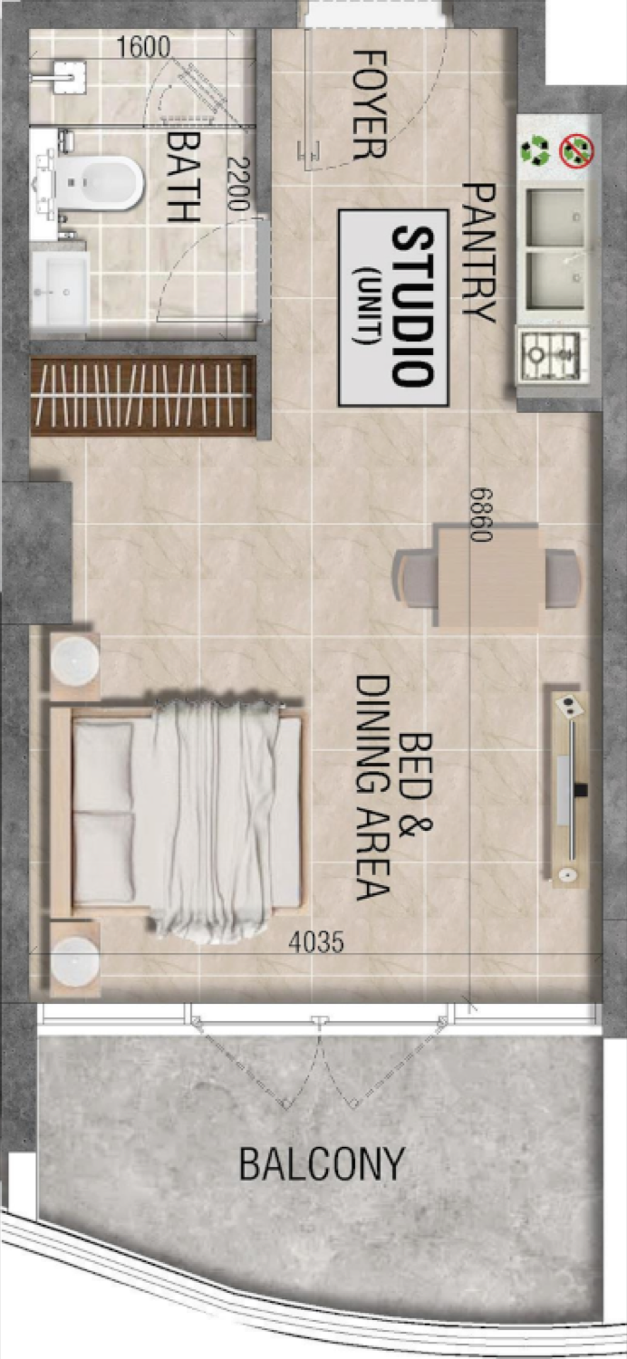 Lincoln Star III Residences Studio Type 2 floor plan