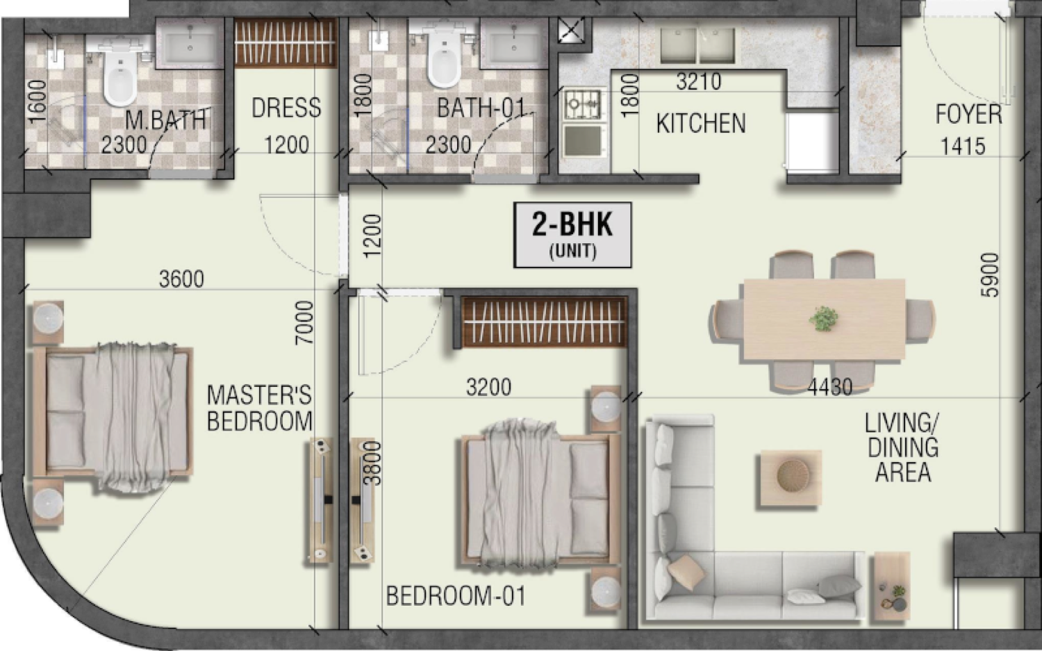 Lincoln Star III Residences 2 Bedroom Type 1 floor plan