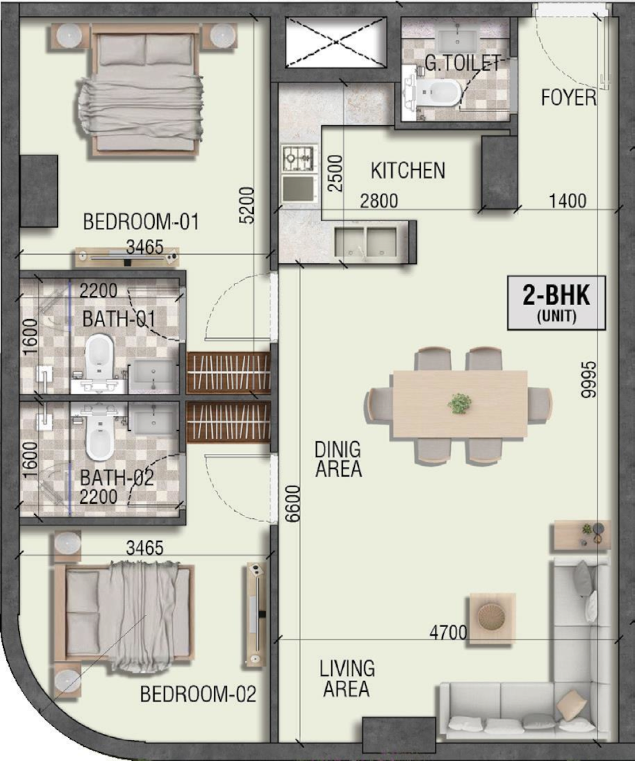 Lincoln Star III Residences 2 Bedroom Type 2 floor plan