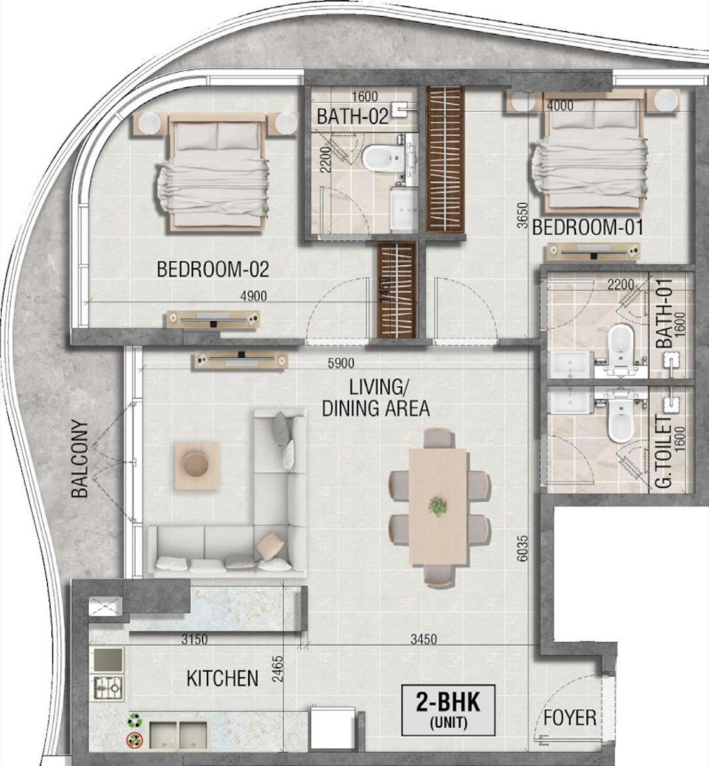 Lincoln Star III Residences 2 Bedroom Type 4 floor plan