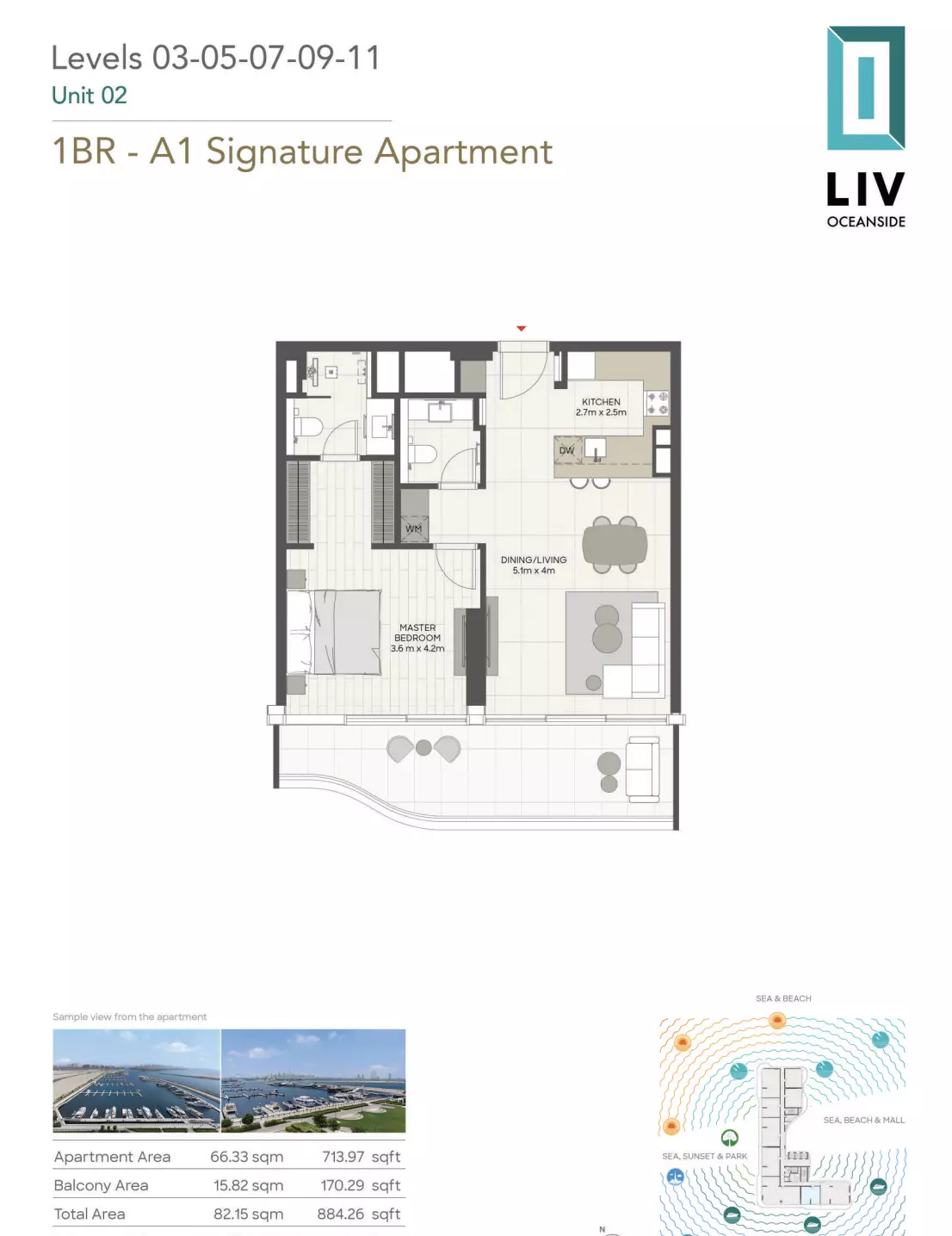 Liv Oceanside 1 BR floor plan