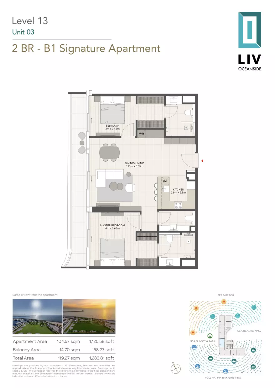 Liv Oceanside 2 BR floor plan