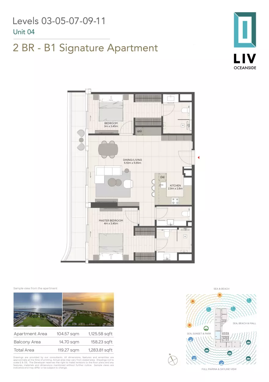 Liv Oceanside 2 BR floor plan