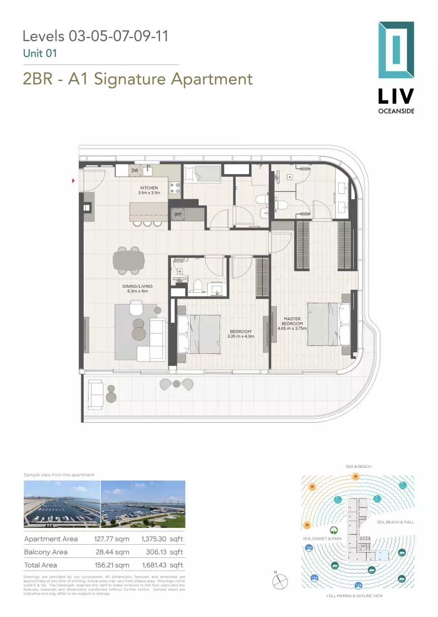 Liv Oceanside 2 BR floor plan