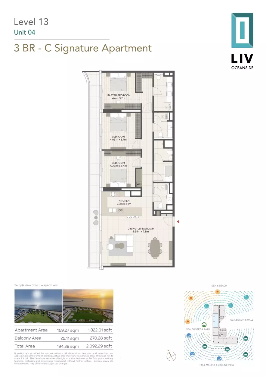 Liv Oceanside 3 BR floor plan