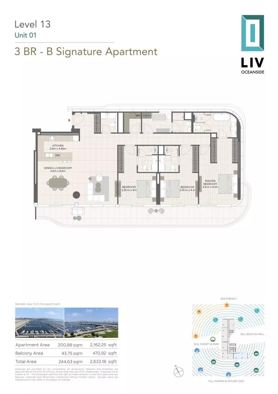 Liv Oceanside 3 BR floor plan