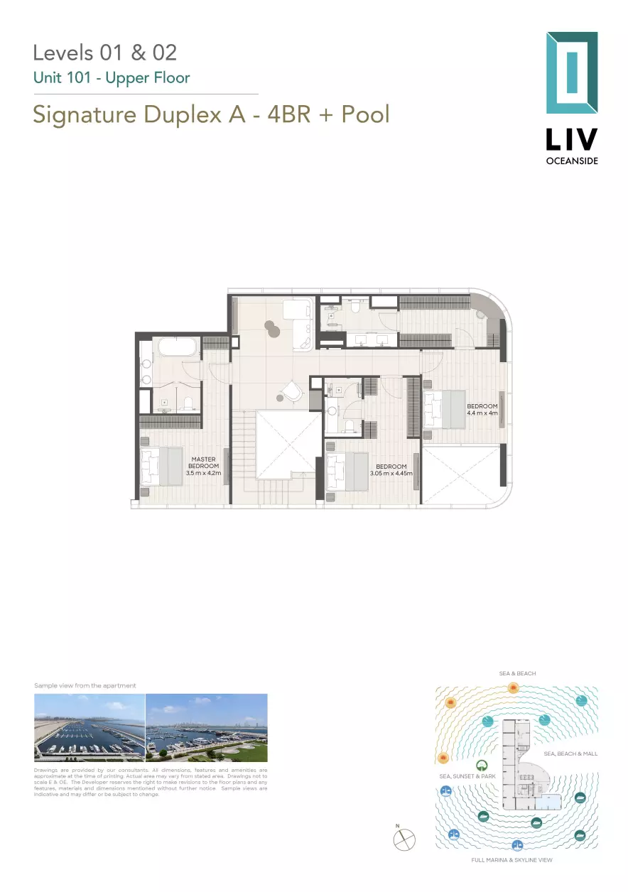 Liv Oceanside 4 BR Duplex floor plan