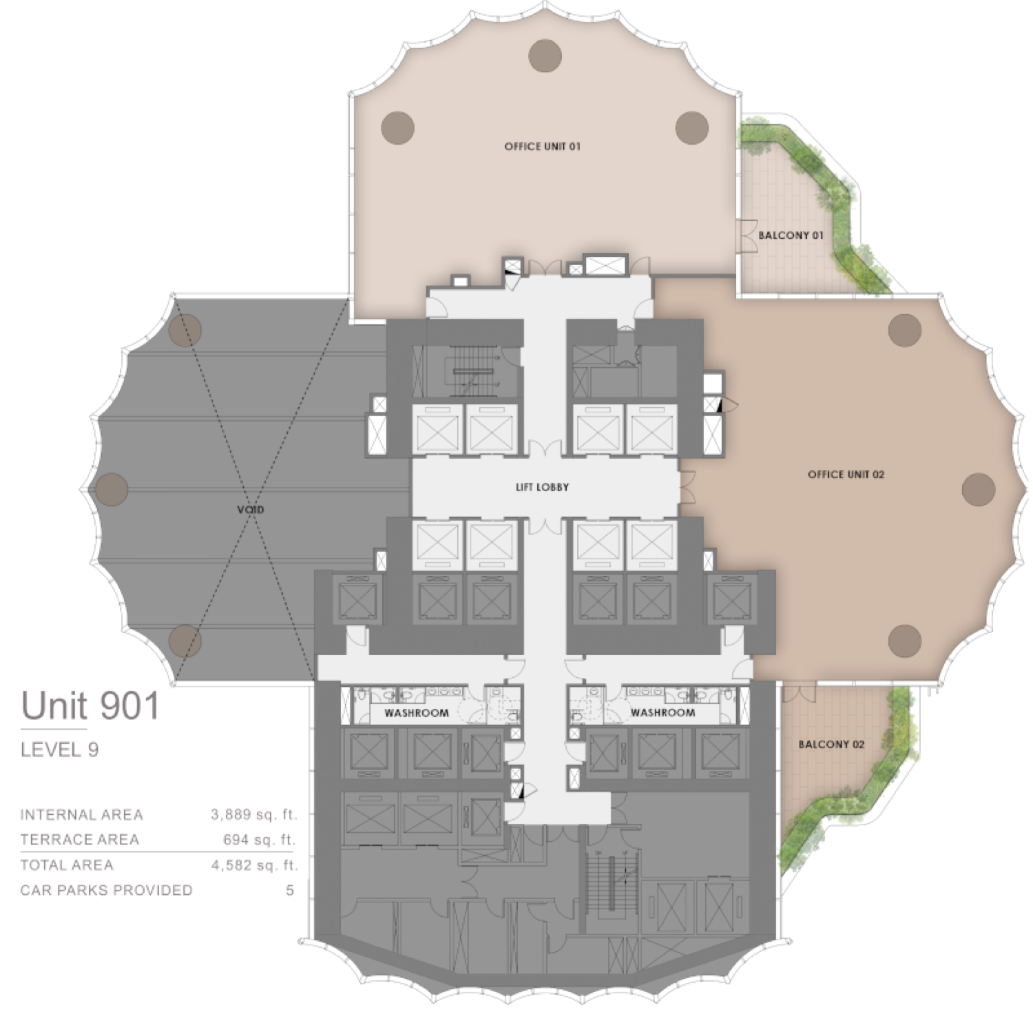 Lumena Alta Unit 901. Level 9 floor plan