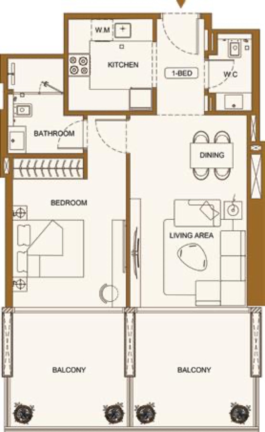 Luxuria 1 BR floor plan