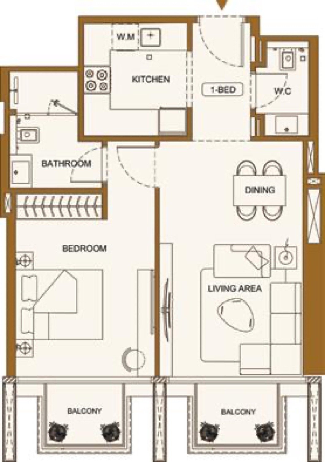 Luxuria 1 BR floor plan