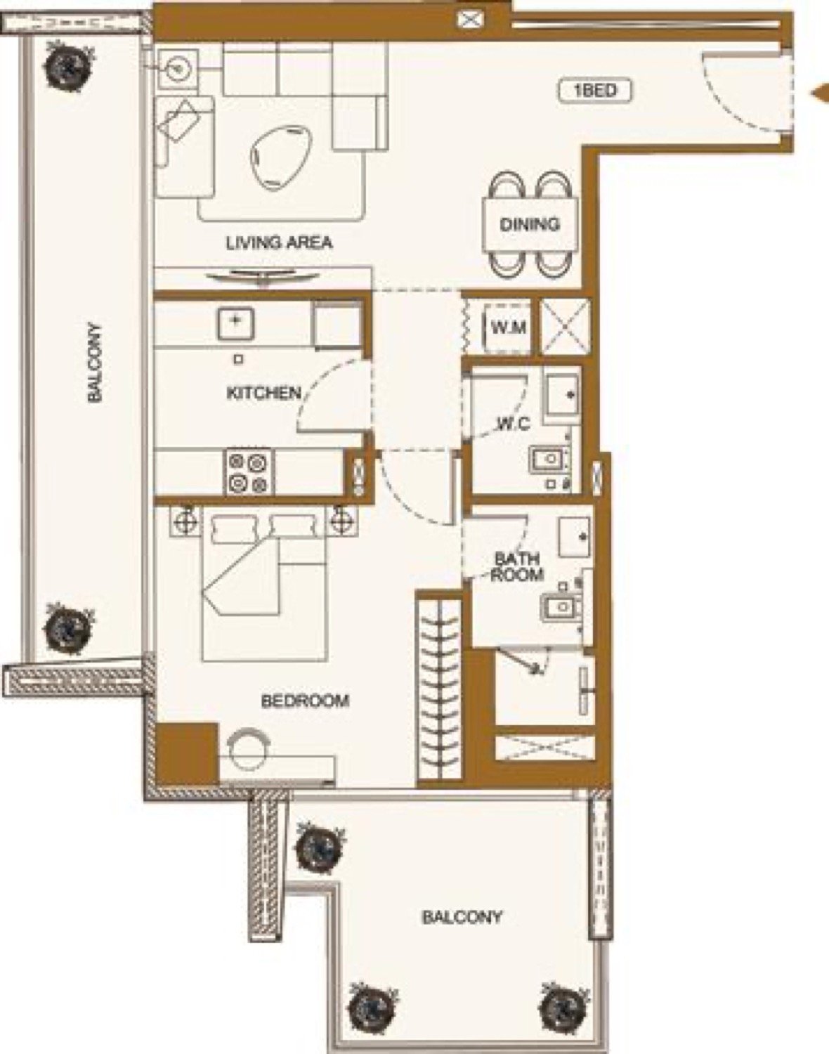 Luxuria 1 BR floor plan