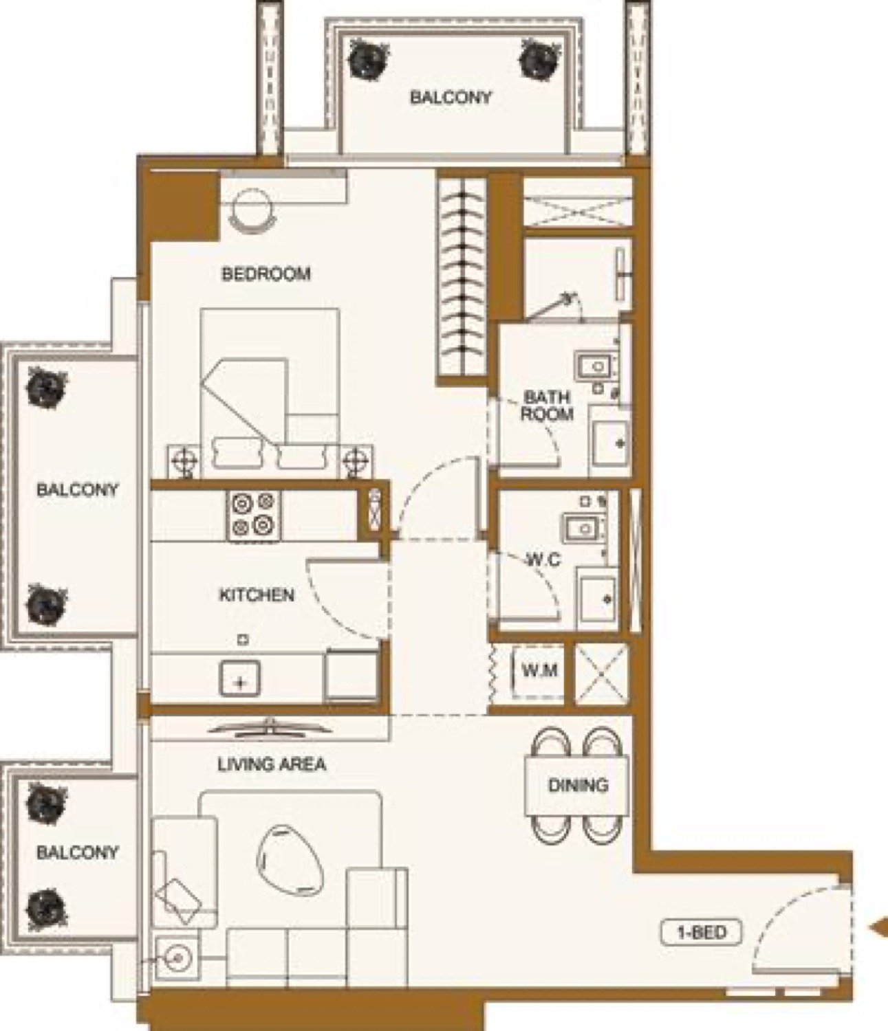 Luxuria 1 BR floor plan