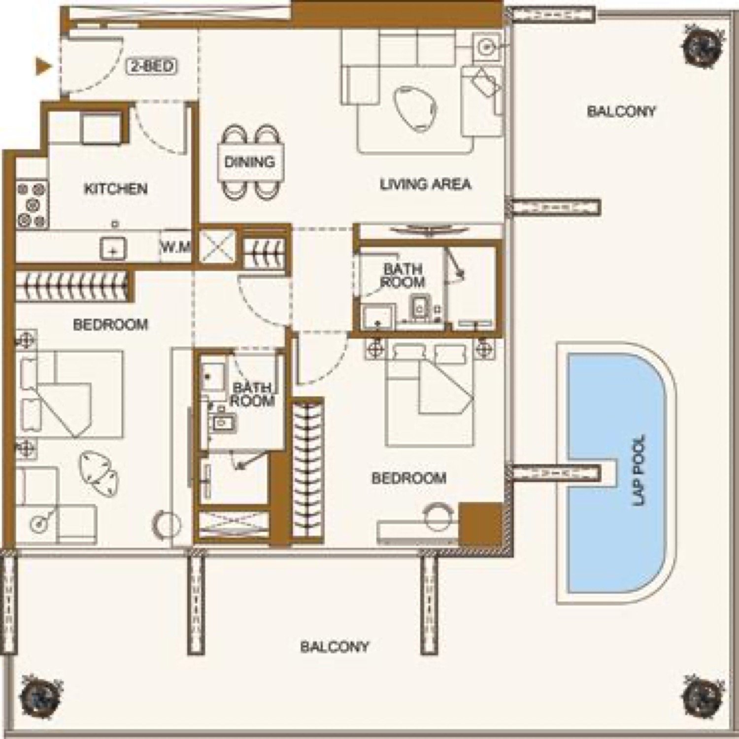 Luxuria 2 BR floor plan